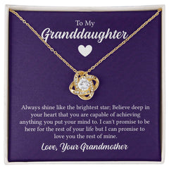 To My Granddaughter - Always shine like the brightest star Eternal Embrace - Dazzling Love Knot Necklace