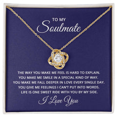 To My Soulmate - The way you make me feel is hard to explain Eternal Embrace - Dazzling Love Knot Necklace