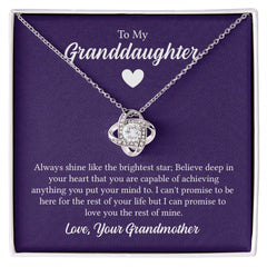 To My Granddaughter - Always shine like the brightest star Eternal Embrace - Dazzling Love Knot Necklace