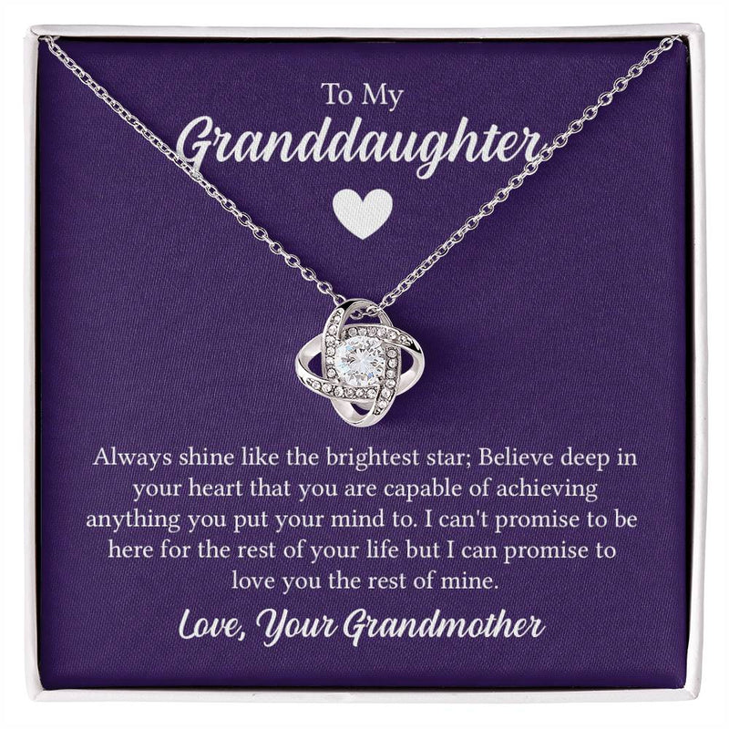 To My Granddaughter - Always shine like the brightest star Eternal Embrace - Dazzling Love Knot Necklace