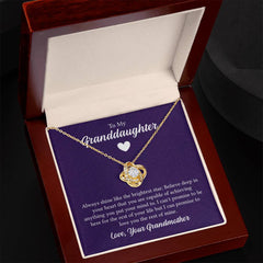 To My Granddaughter - Always shine like the brightest star Eternal Embrace - Dazzling Love Knot Necklace